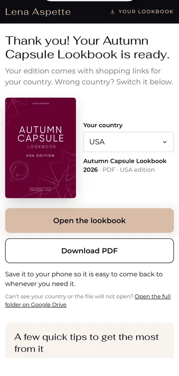Step 2: your lookbook page with the country already selected