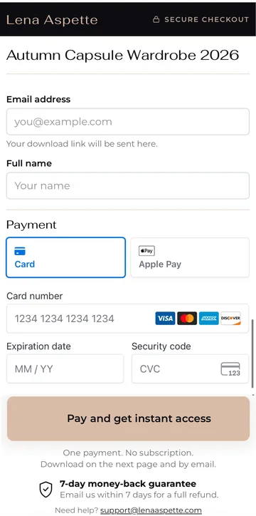 Step 1: the secure checkout