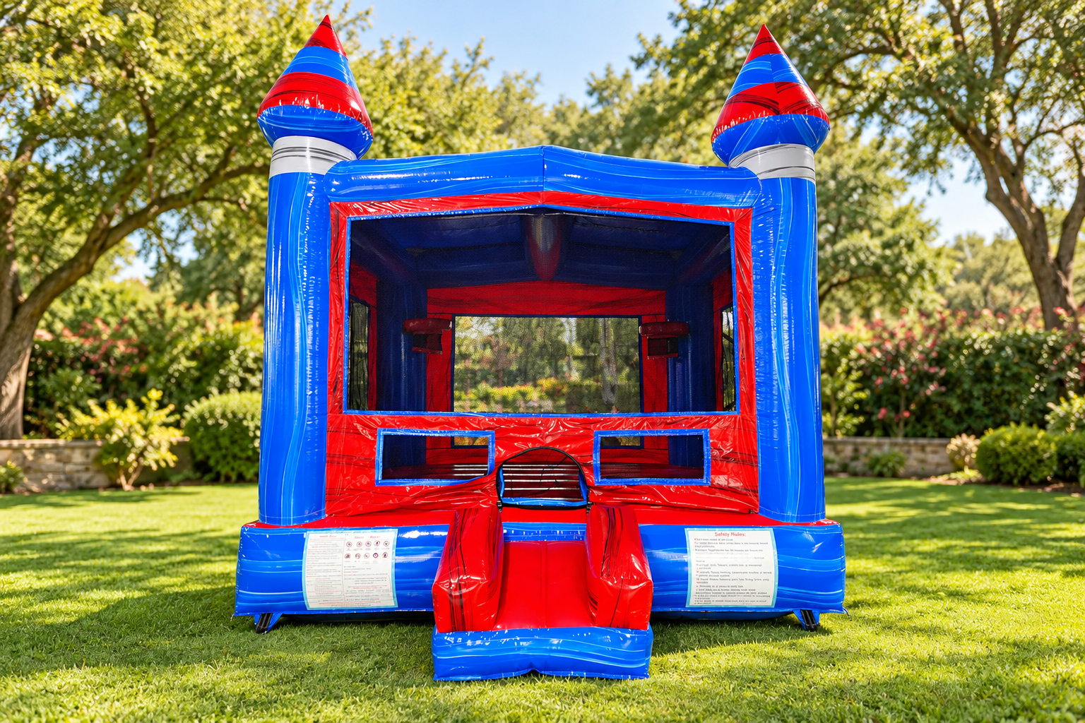 Our red and blue castle bounce house