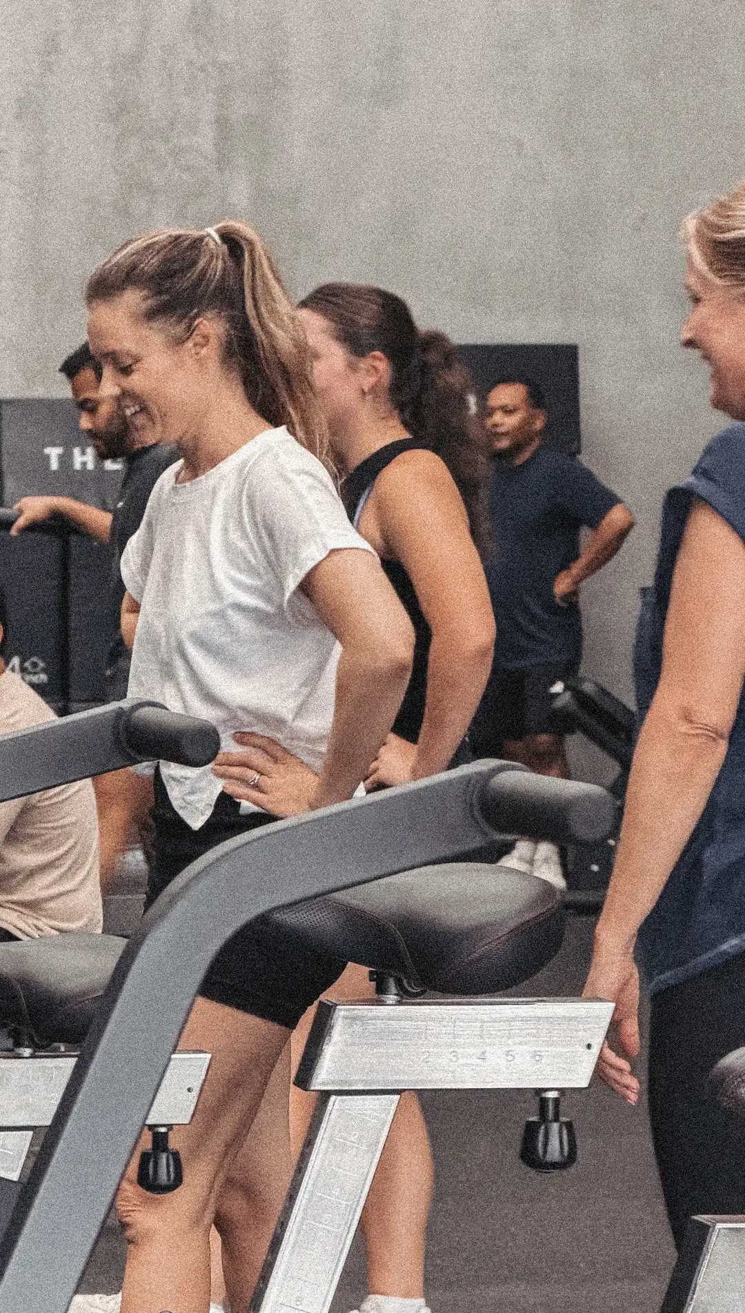 Members laughing together during a session