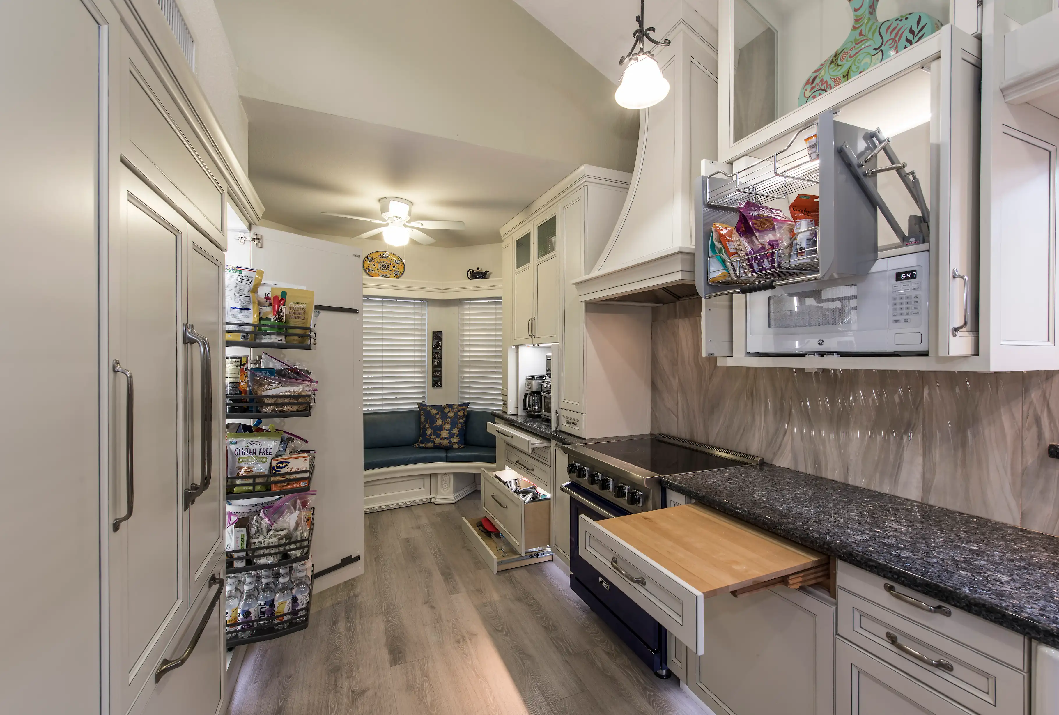 Cabinets open