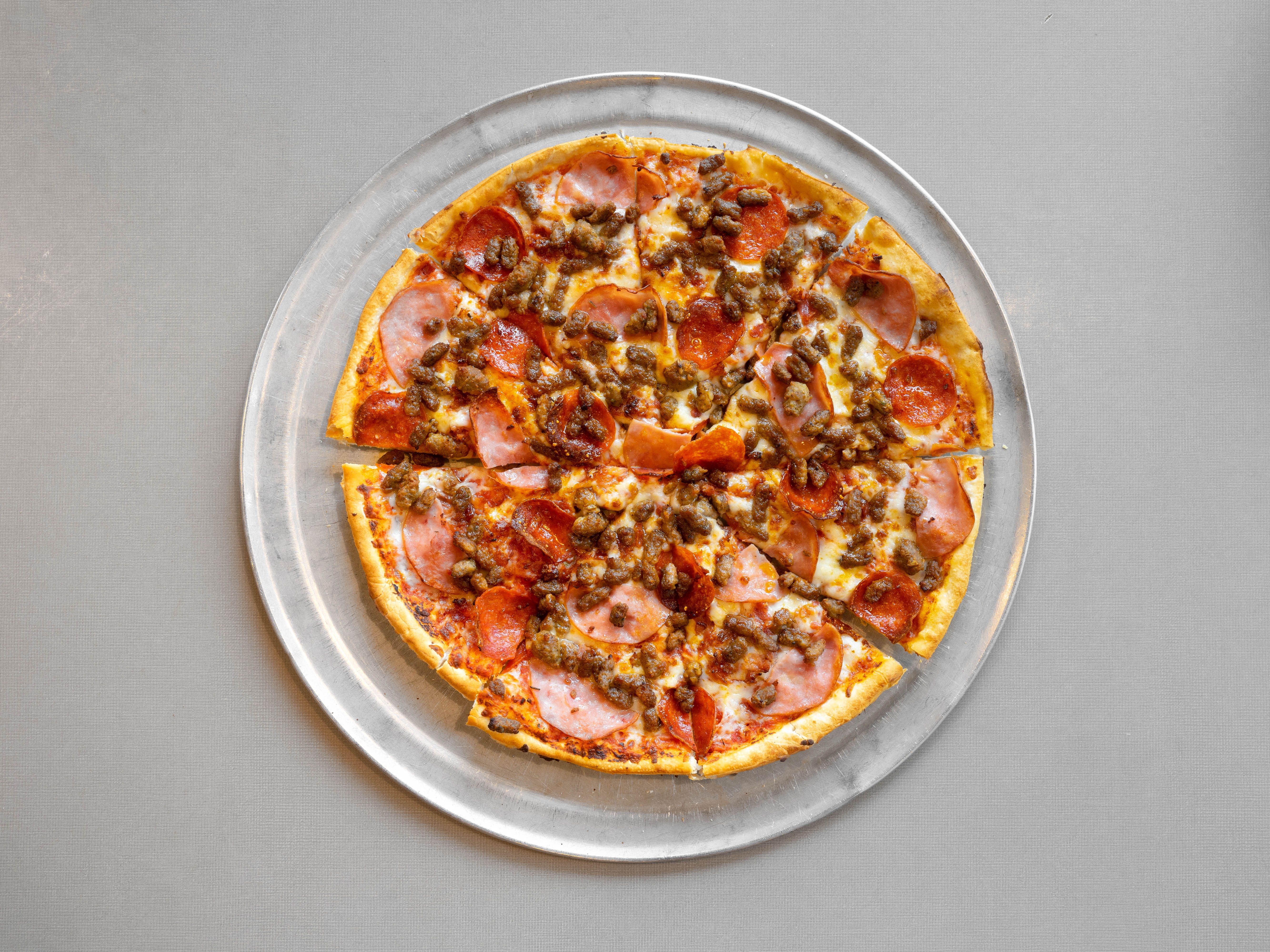 Loaded supreme, heavy on toppings