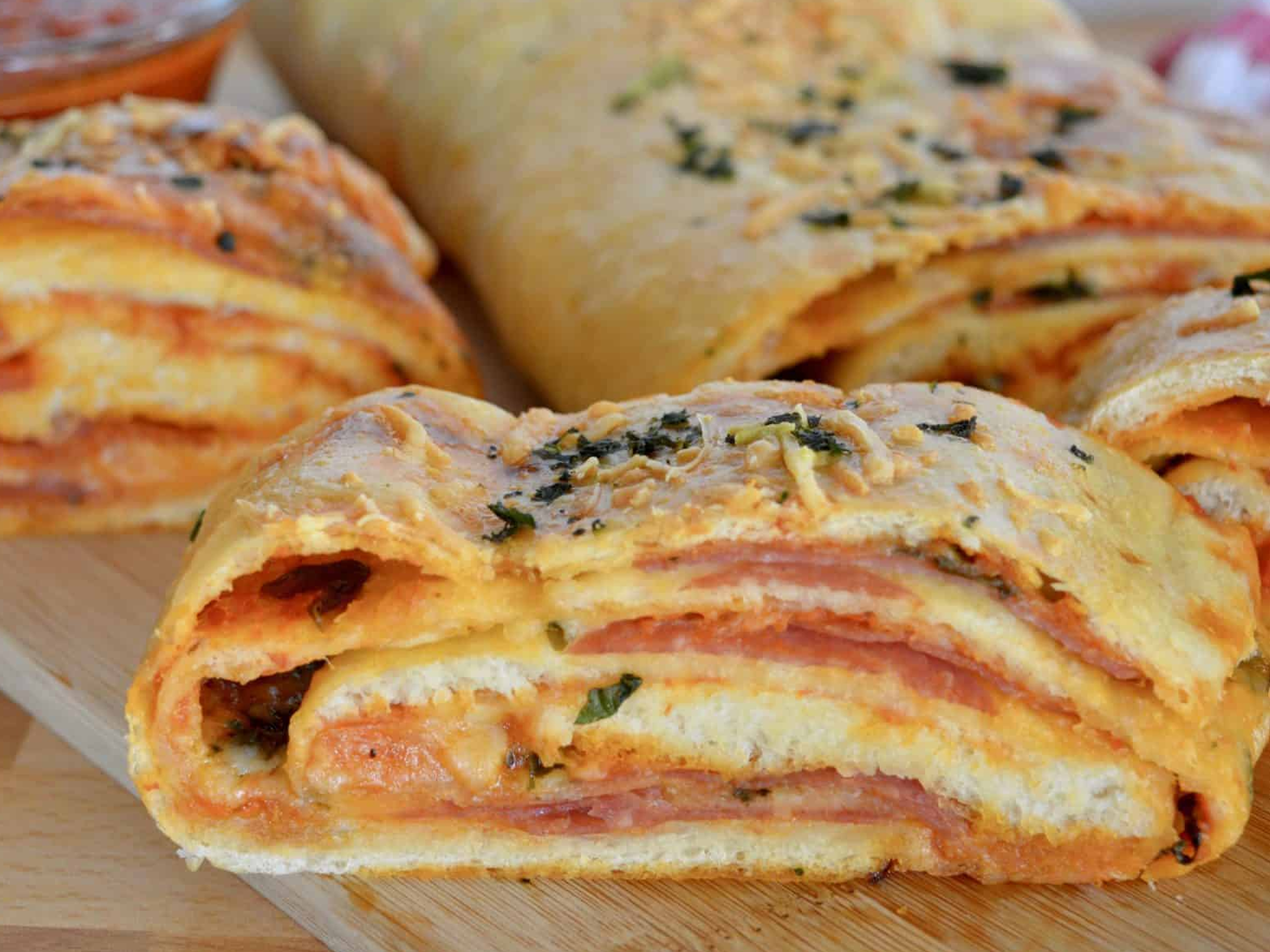 Stromboli sliced, spiral showing