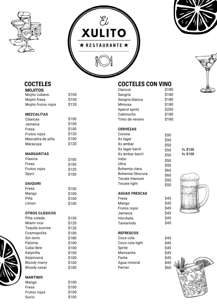 Menú bebidas