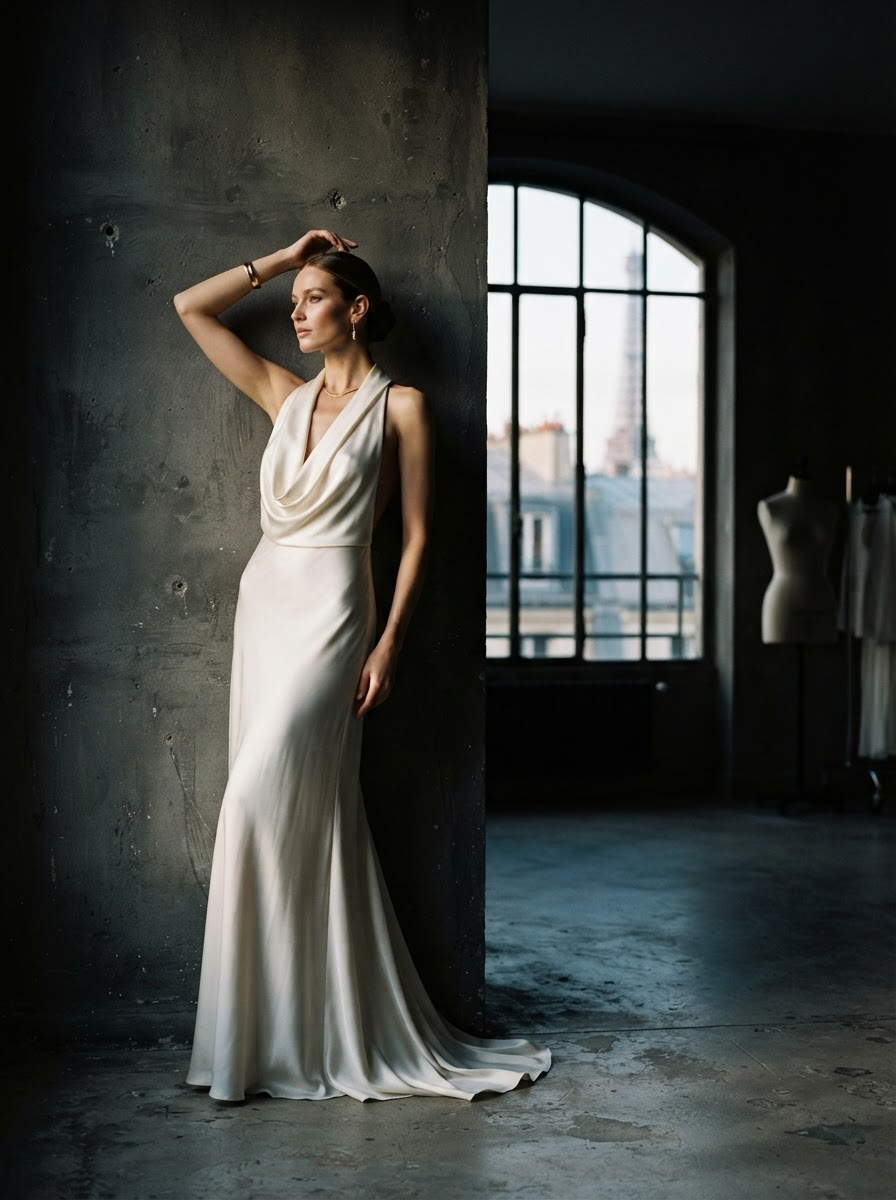 Ivory Silk Evening Gown