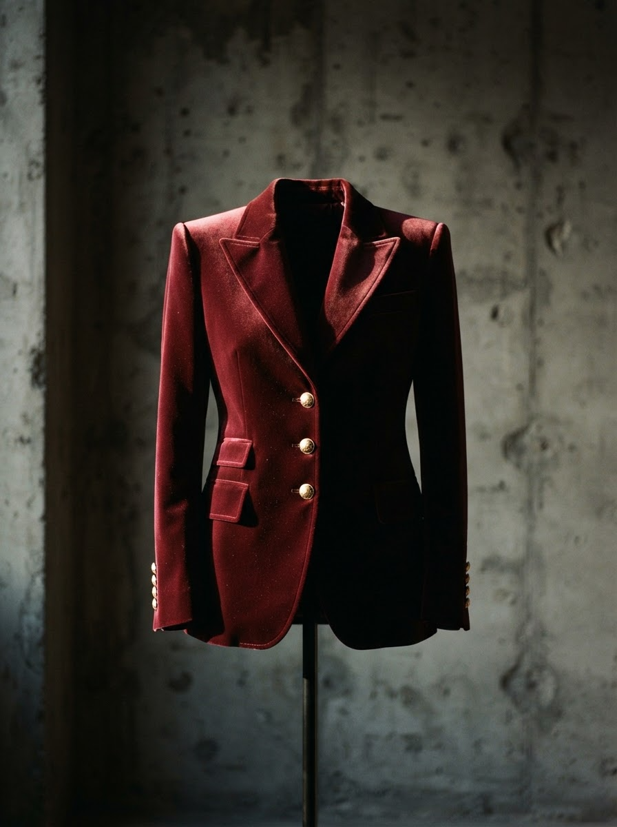 Burgundy Velvet Blazer