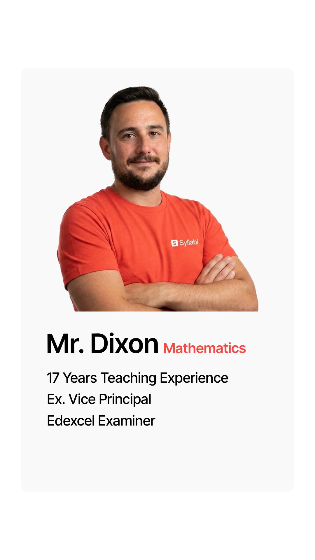 Mr. Dixon, Mathematics, 17 years teaching experience