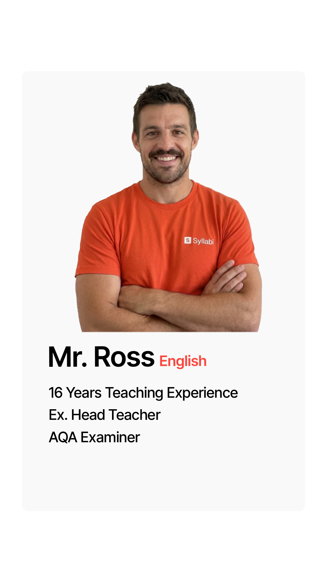 Mr. Ross, English, 18 years teaching experience