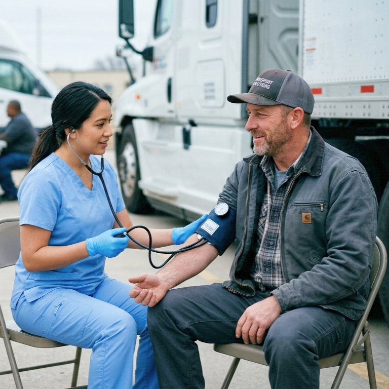 Mobile preventive health screening for transportation drivers provided by Miles Lifestyle Foundation community health program