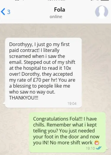 Fola's message about her first paid contract