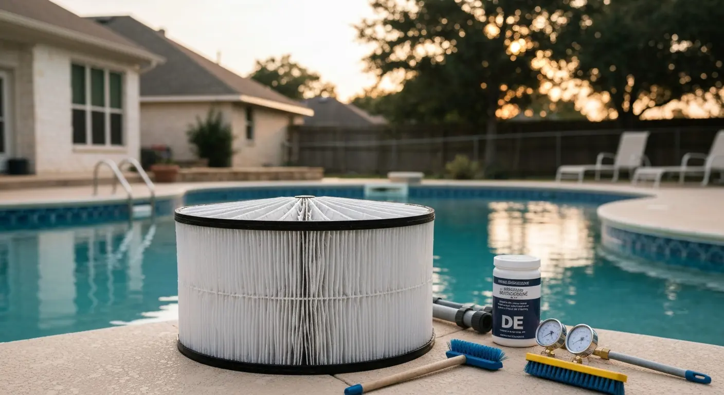 DE filter grid cleaning and maintenance