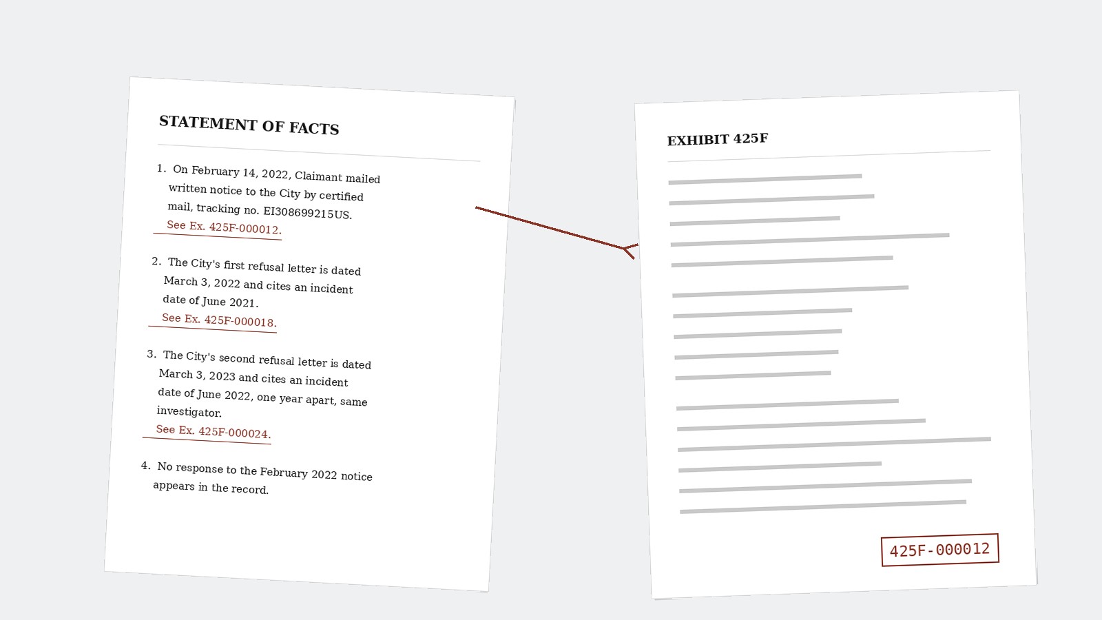 A cited page in the brief, and the stamped exhibit page it resolves to