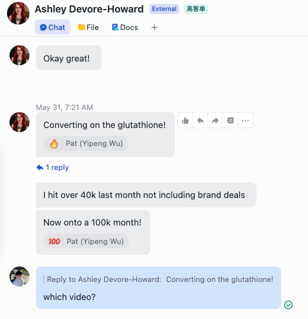 Ashley sharing a $40K+ month and her goal of reaching a $100K month