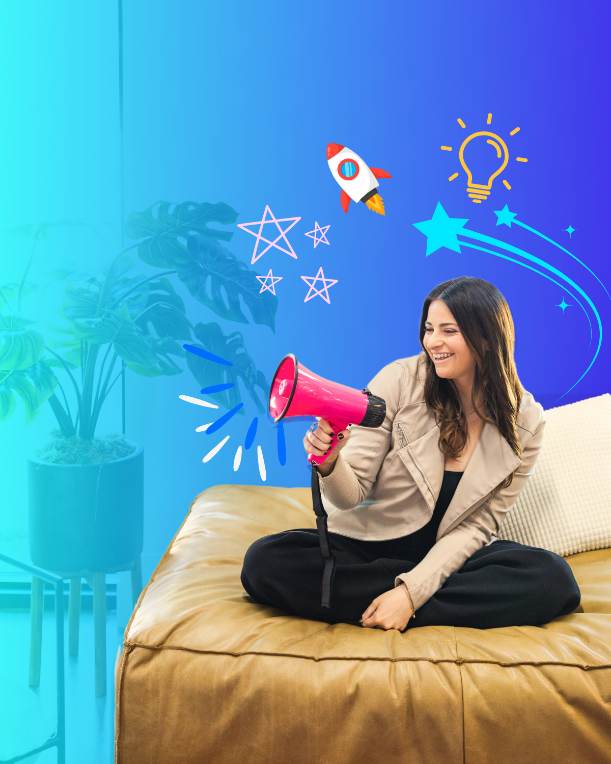Hype Boss, Jupiter's best PR company and marketing agency: woman with a pink megaphone