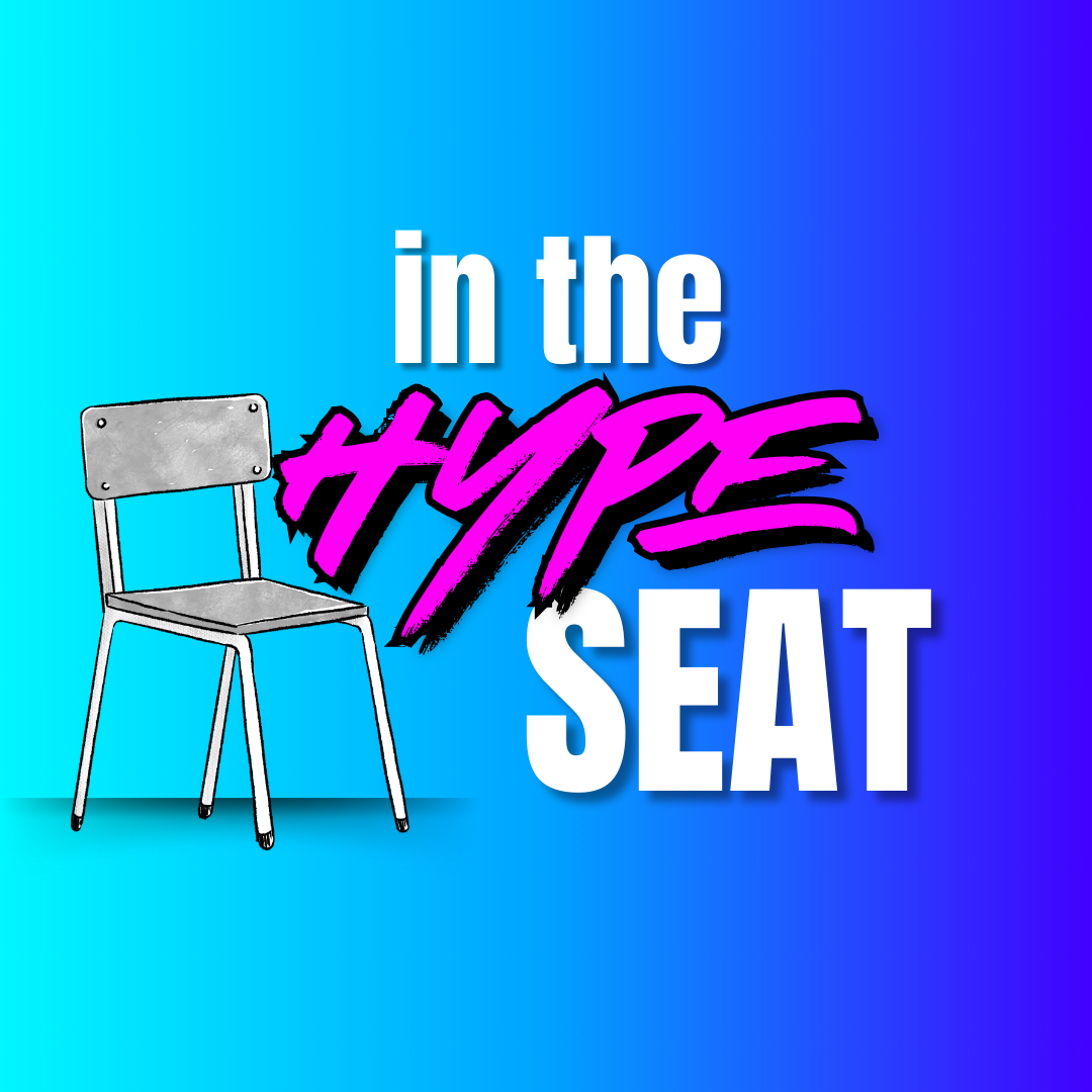 In The Hype Seat podcast cover art, hosted by Holly Meyer Lucas