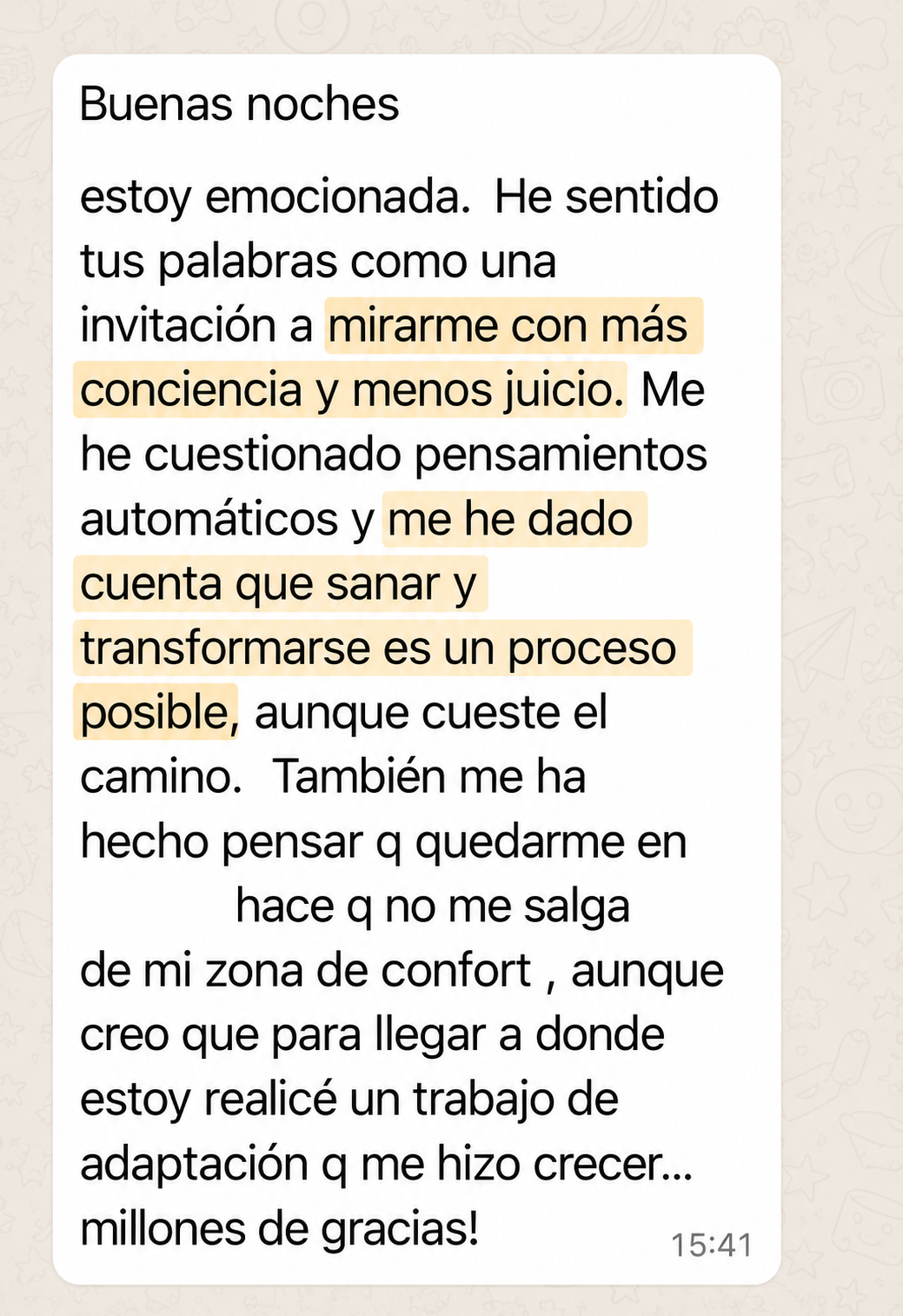 Captura del testimonio de Amalia S.