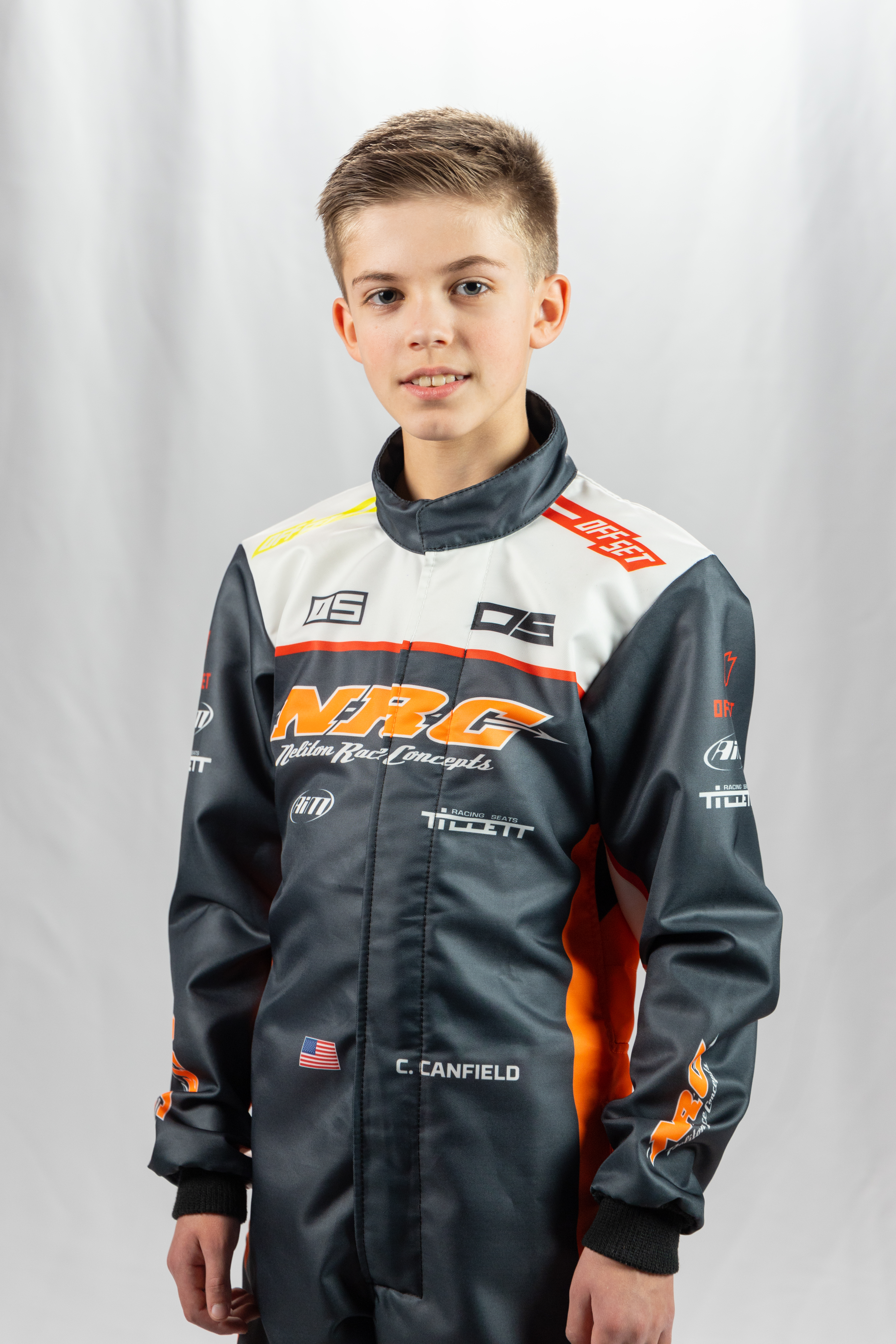 Caleb Canfield in racing suit