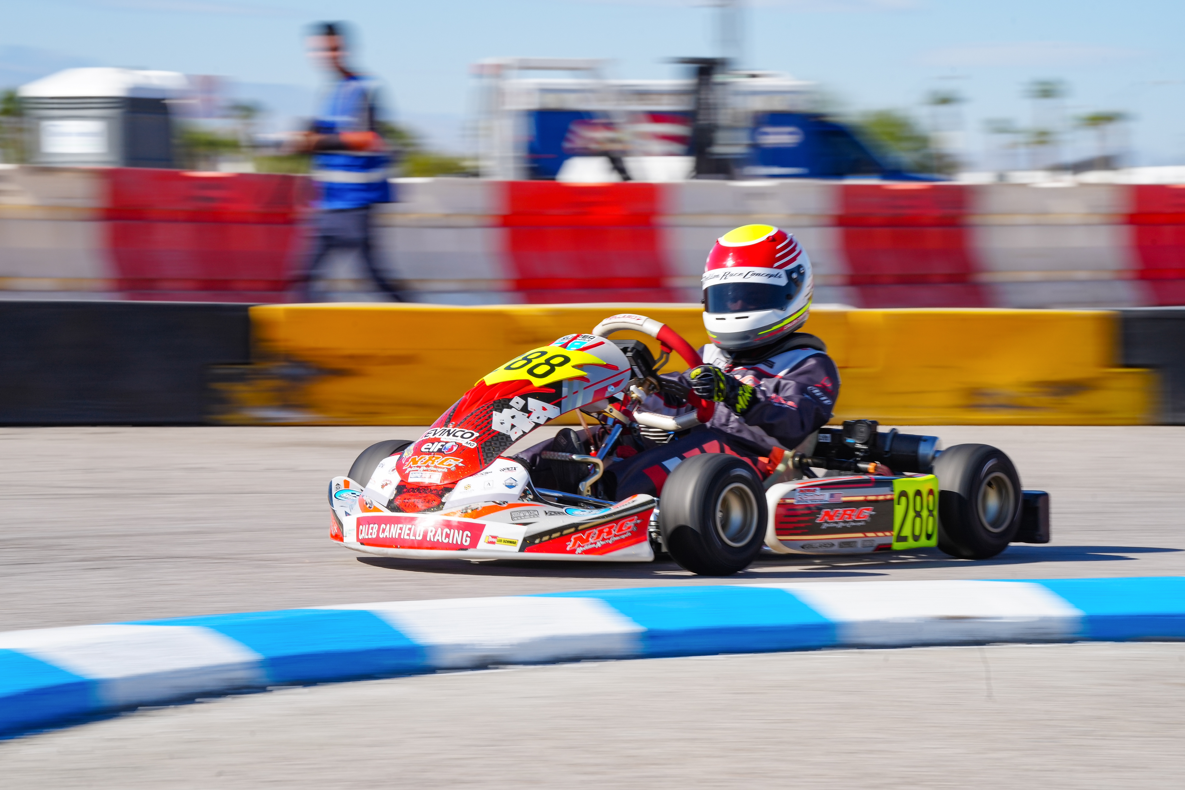 Caleb racing kart on track