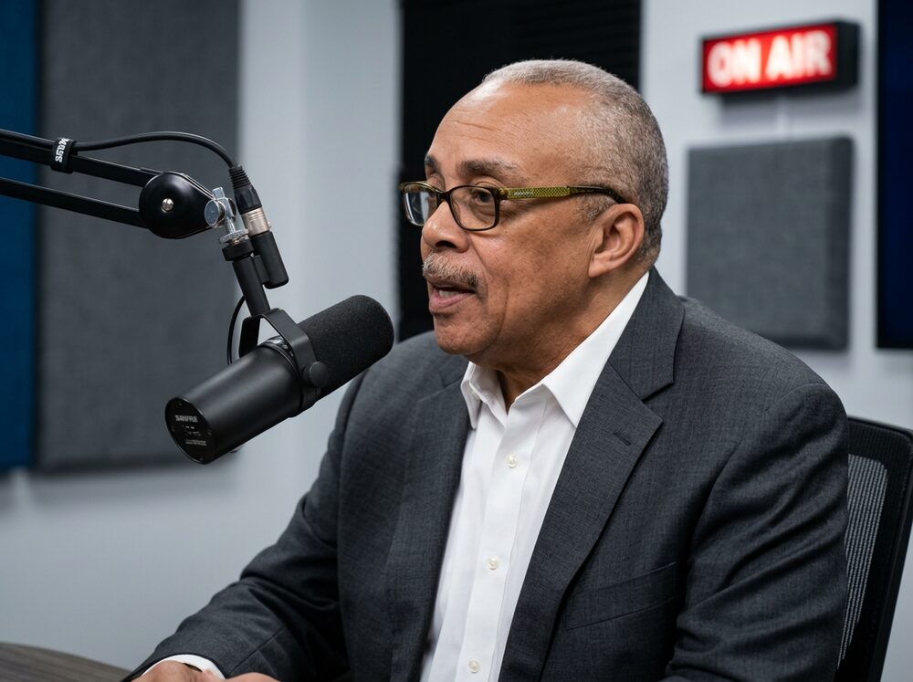 Gary O. Shelton on air in the podcast studio