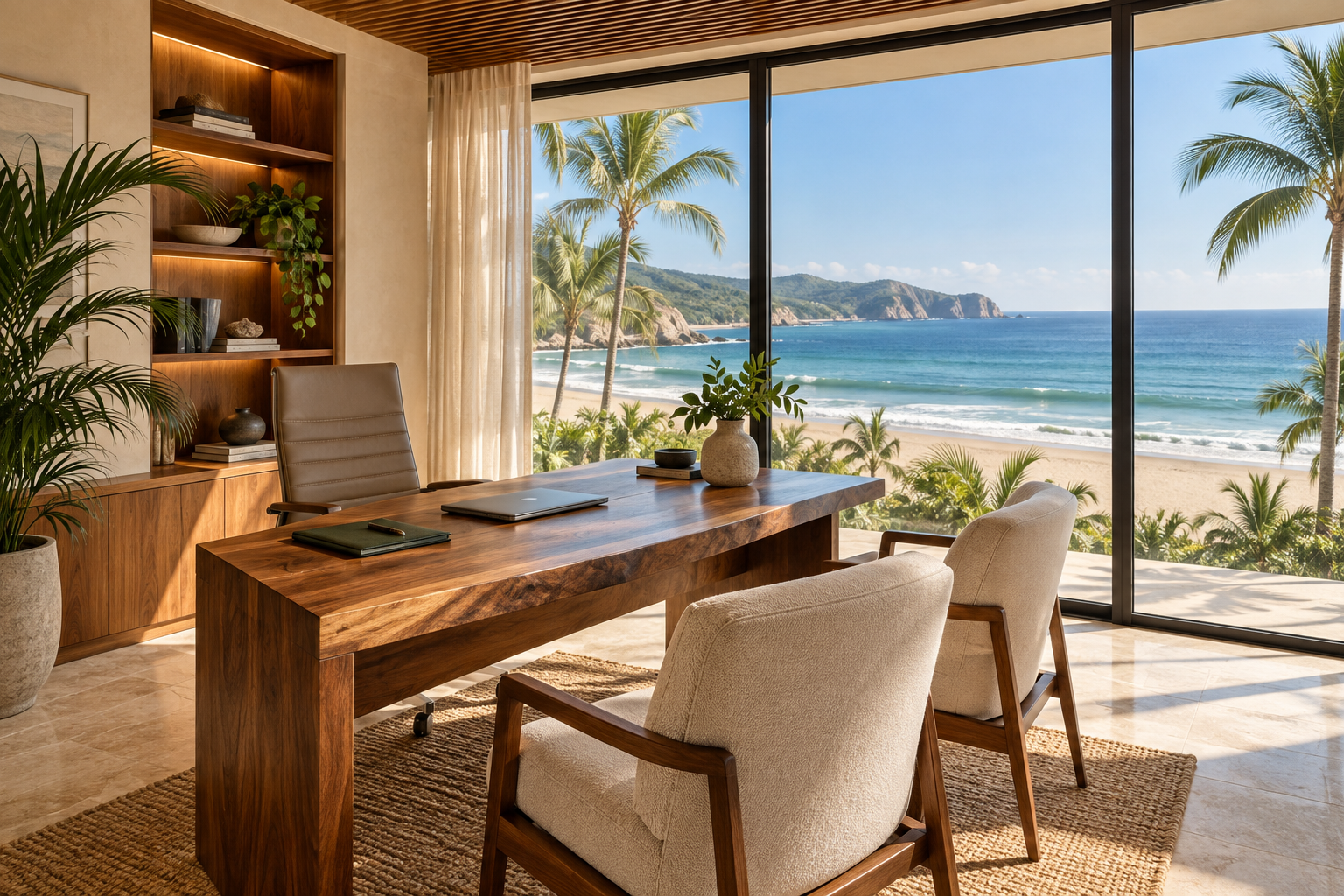 Illustrative beachfront financing advisory office