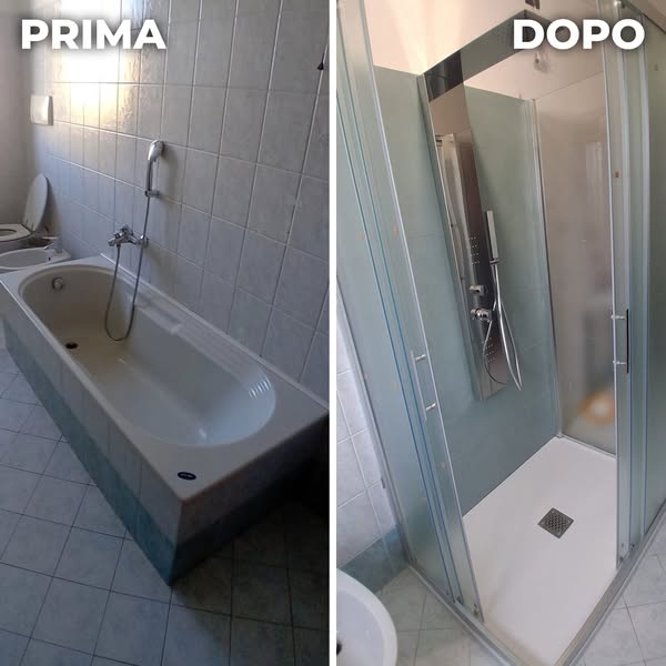 Prima e dopo: la vasca da bagno trasformata in doccia