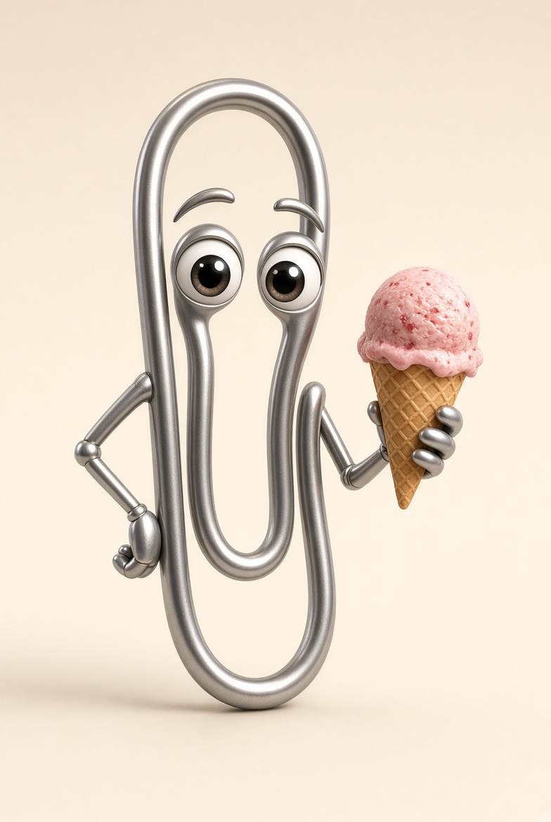 A helpful paperclip holding a scoop