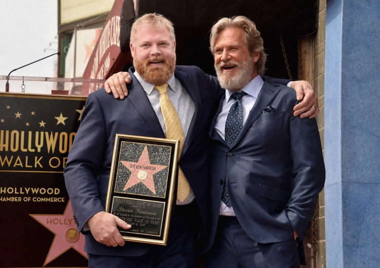 Steven Fantasia presenting his plaque at the Hollywood Walk of Fame ceremony, Little League World Record holder