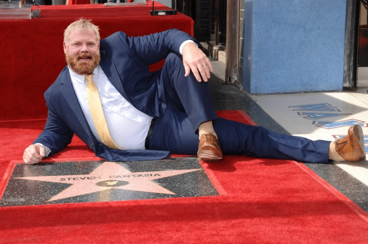 Steven Fantasia beside his star on the Hollywood Walk of Fame, the Little League World Record holder for most home runs in a single game