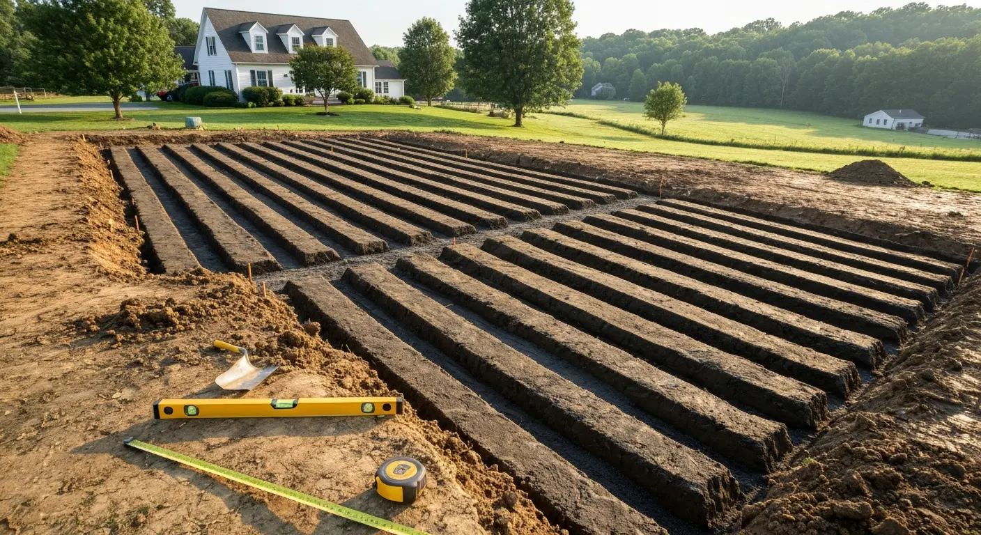 Septic system trenching work