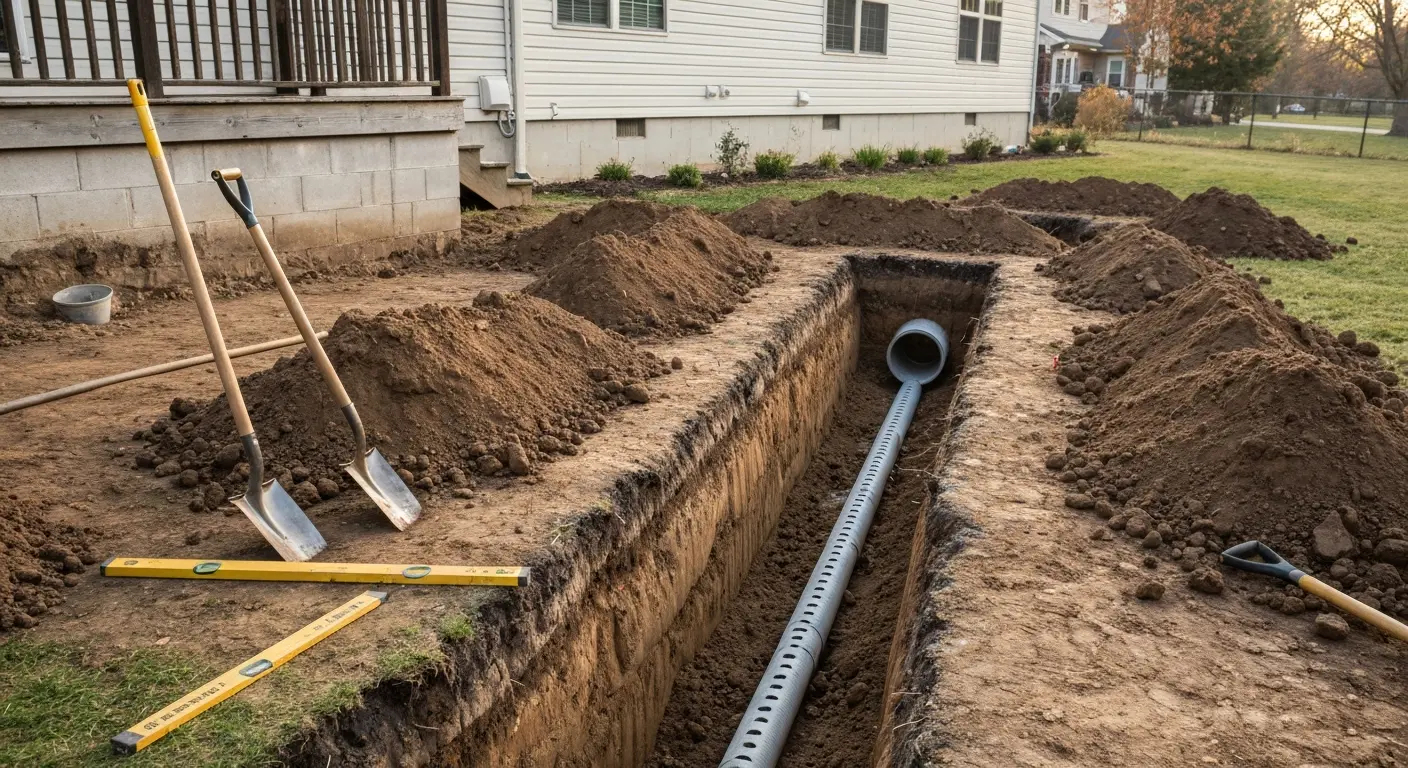 Drain field excavation and repair