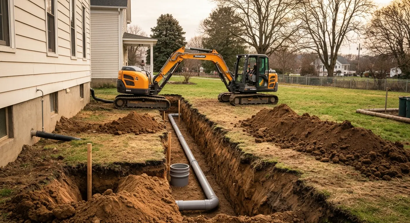 Septic line repair work