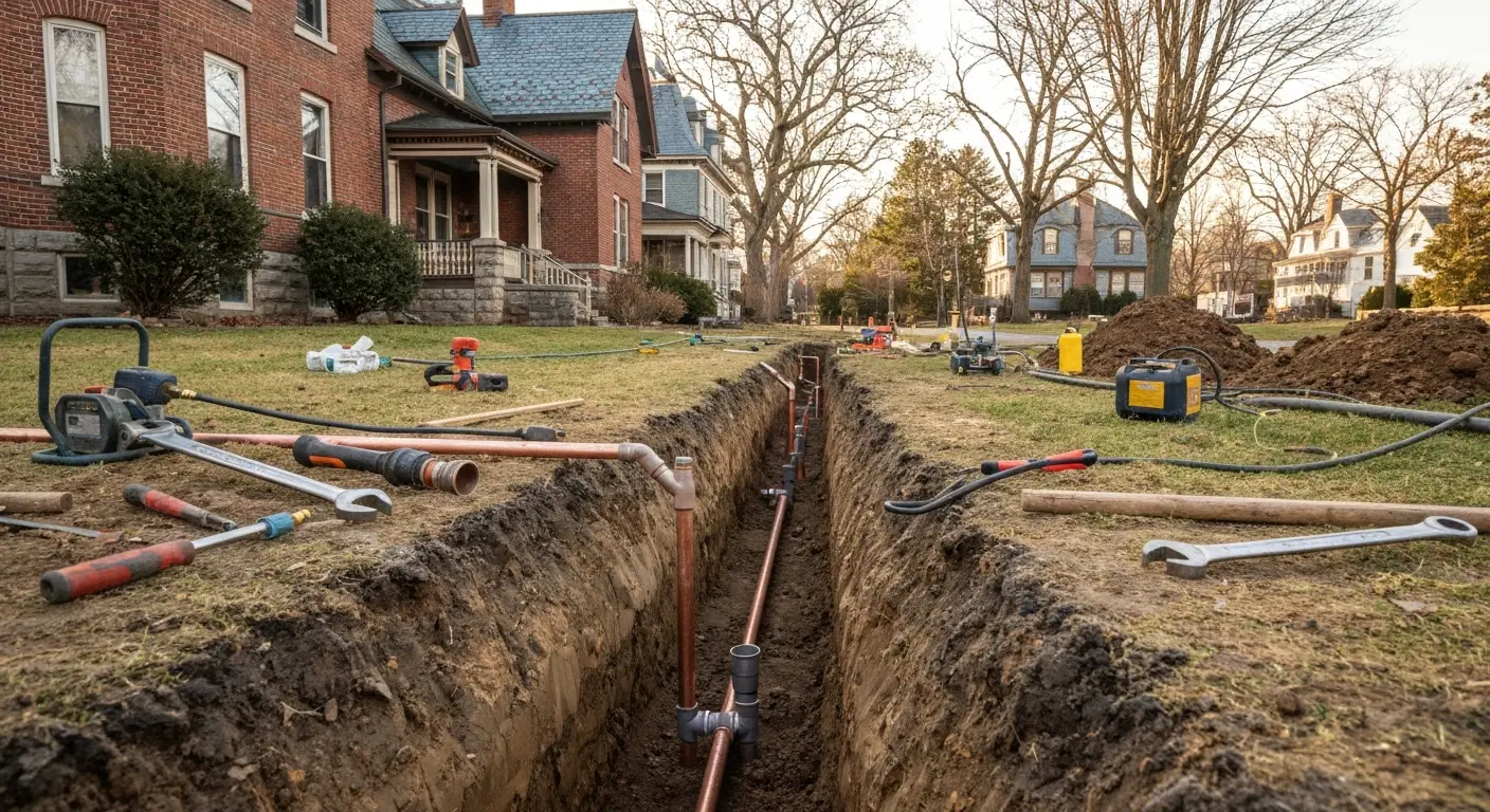 Waterline replacement in Harrisburg yard