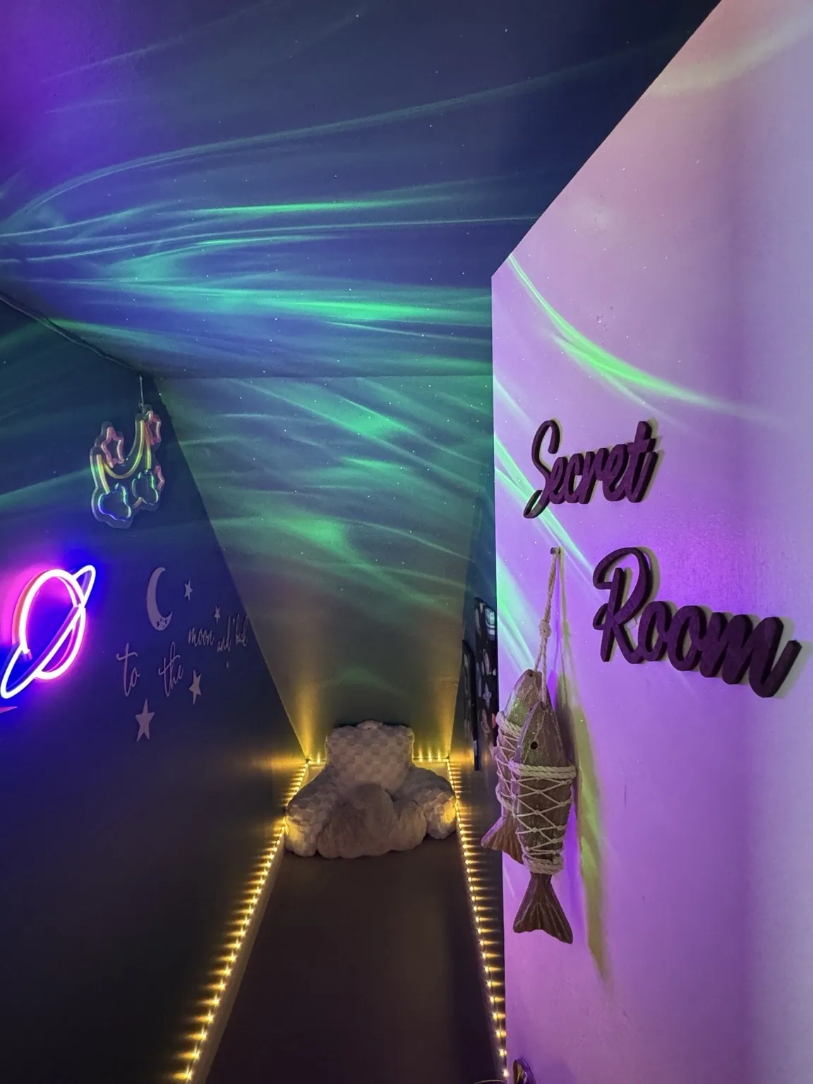 Neon-lit hidden Secret Room for children at Good Times