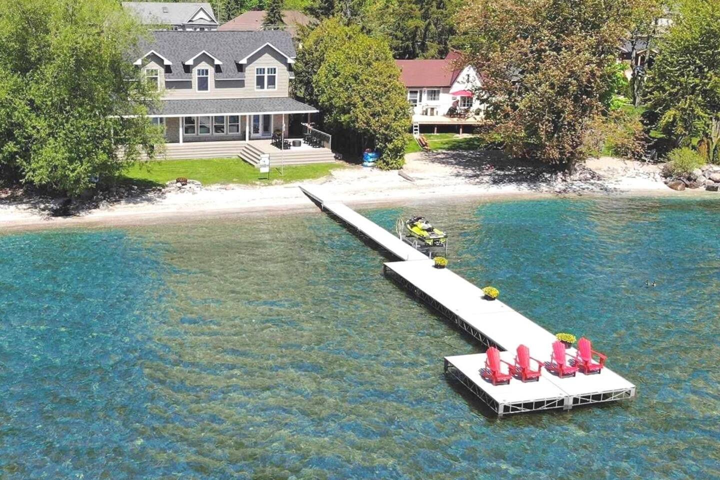 Private beach, 56-foot dock and fire pit