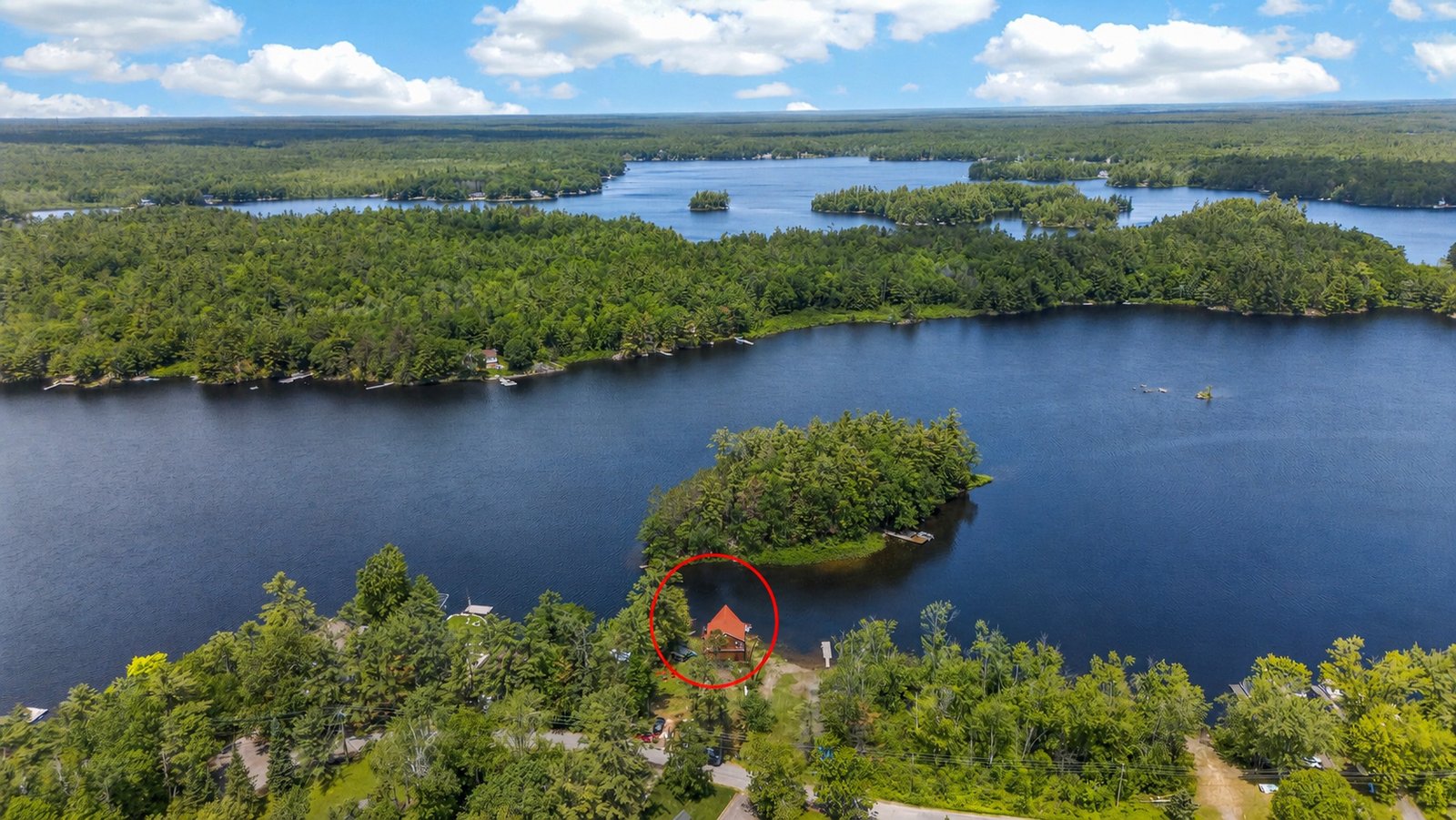 Aerial view of the private shoreline