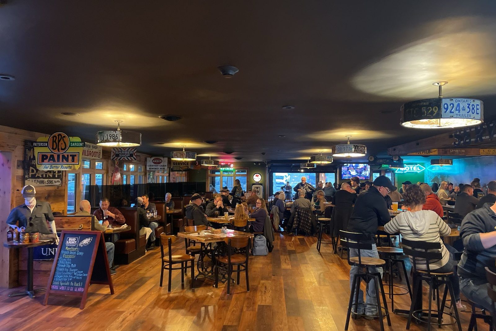 Packed dining room at The Rusted Nut on a busy Friday night