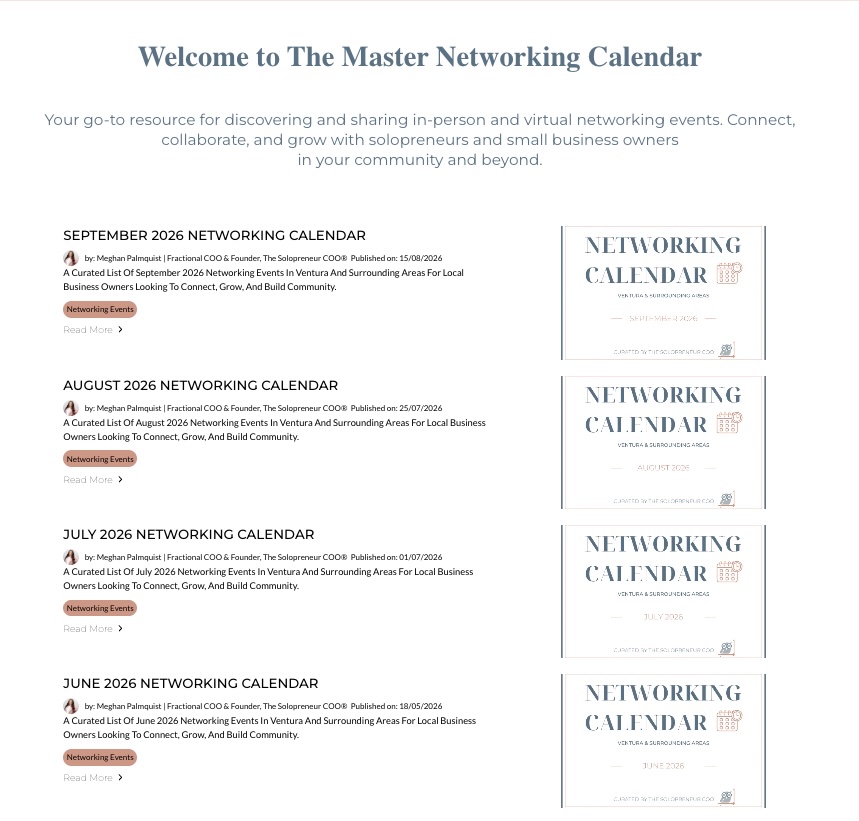The Solopreneur COO Master Networking Calendar