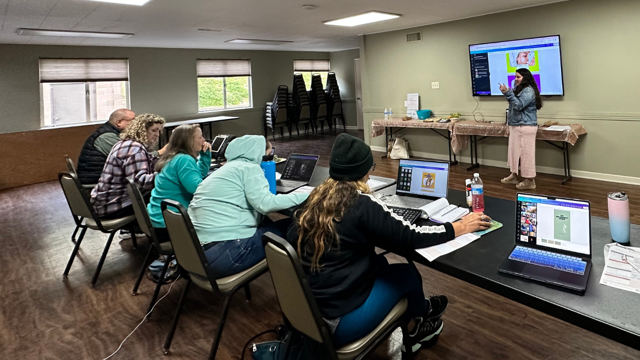 Meghan leading a hands-on business workshop