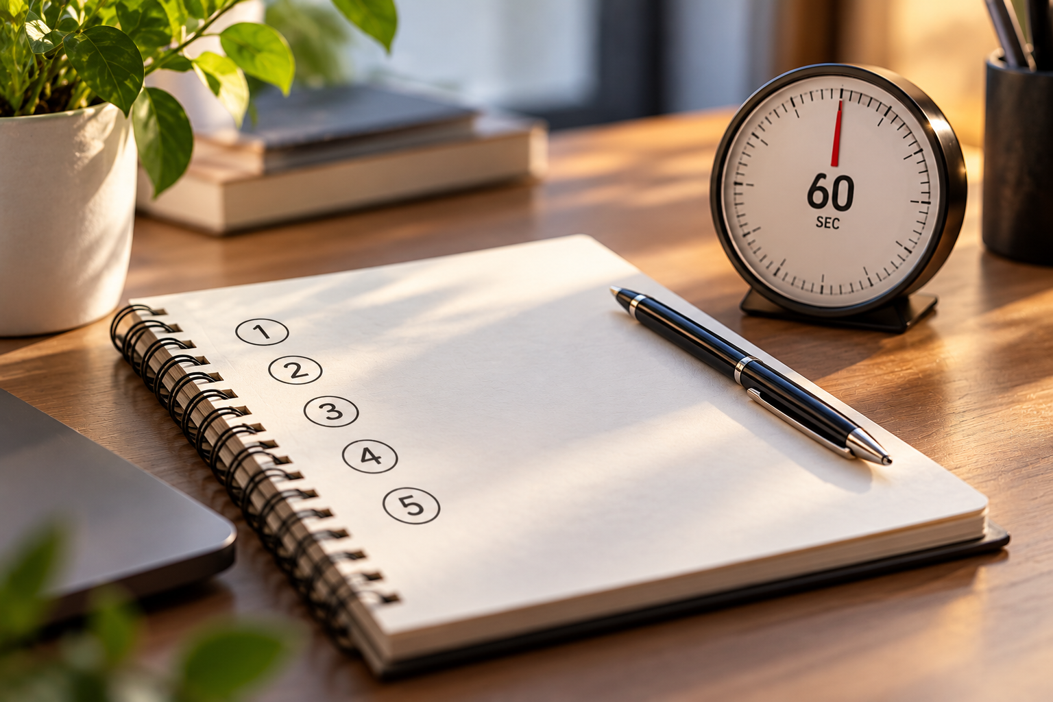 Blank page, five main points