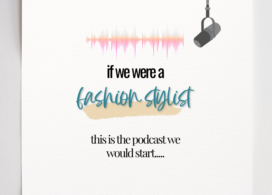 Fashion stylist recording a podcast about personal style, wardrobe tips, and fashion industry insights in a professional podcast studio