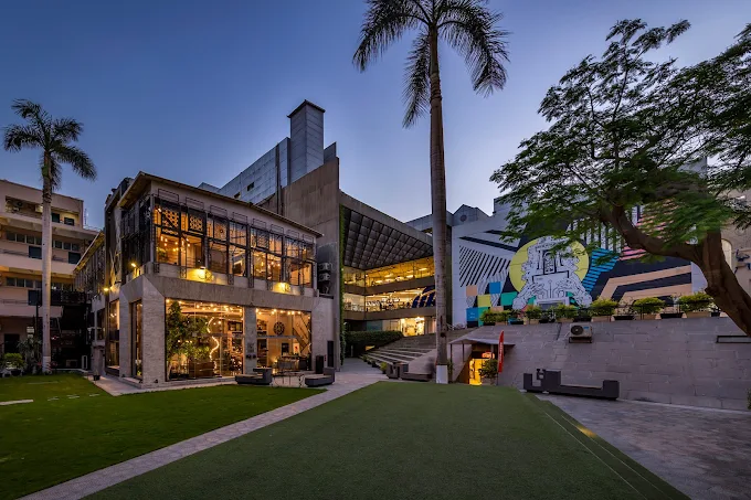 The GrEEK Campus venue in Cairo at dusk