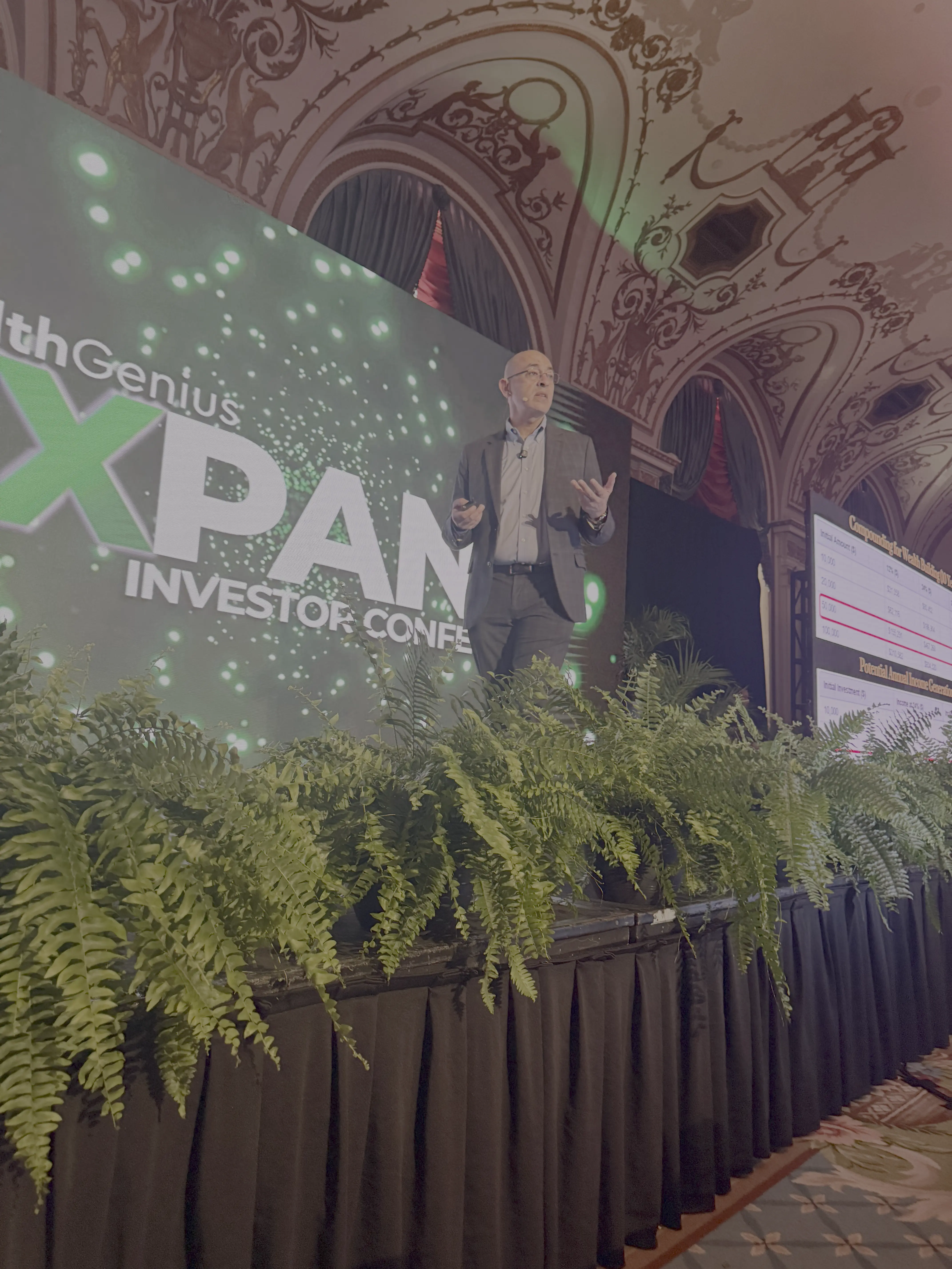 On stage at an investor conference