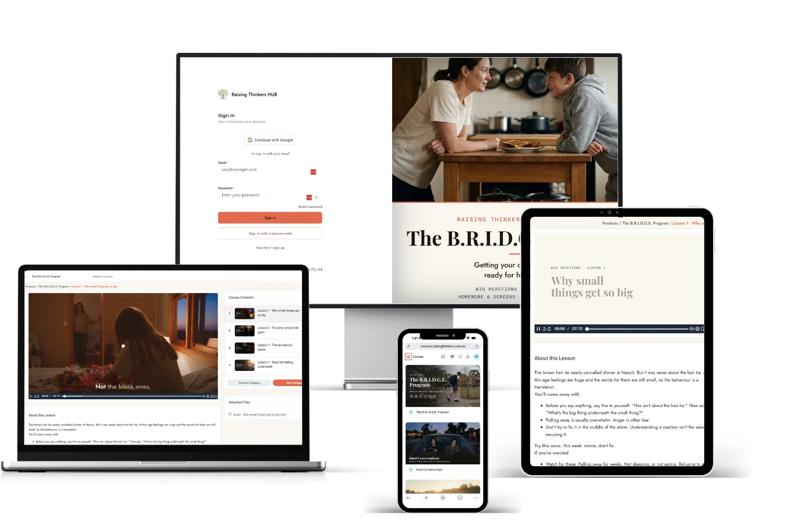 The B.R.I.D.G.E. Program on a computer, laptop, tablet and phone