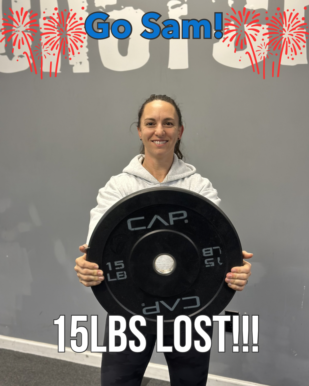 Small group personal training member smiling