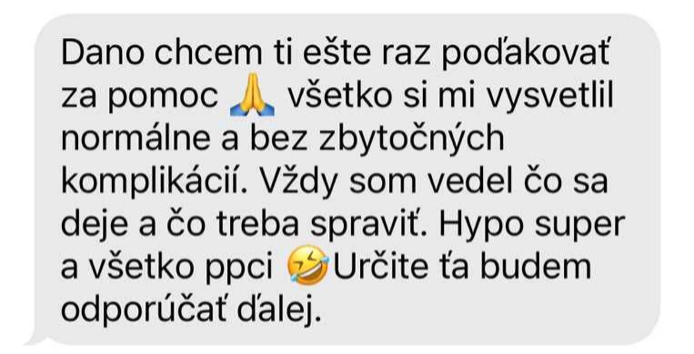 Správa od klienta pre Daniela Dobiáša