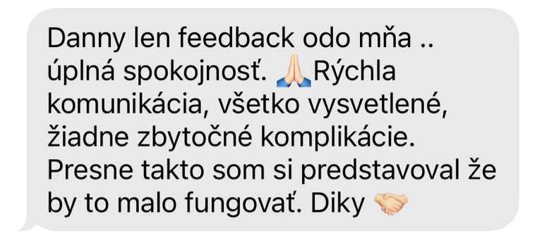 Správa od klienta pre Daniela Dobiáša