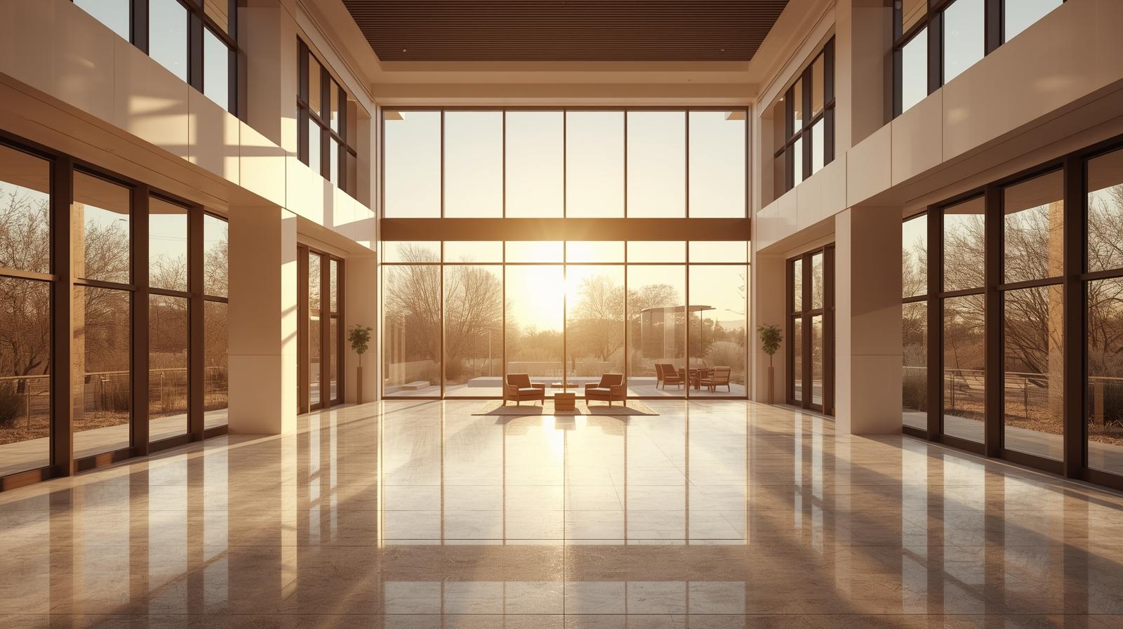 Consistently maintained commercial lobby reflecting professional A3D Services cleaning standards in Arizona.