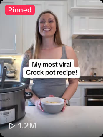 TikTok grid tile on @themegansteinberger, My most viral Crock pot recipe, showing 1.2M views