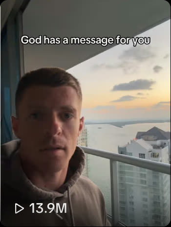 TikTok grid tile on @colinyurcisin, a video captioned God has a message for you, showing 13.9M views