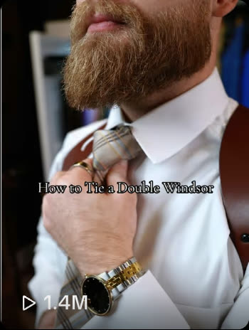 TikTok grid tile on @alphagentlemen.suits, How to Tie a Double Windsor, showing 1.4M views